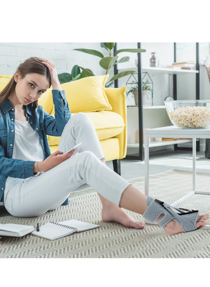 Excefore دعامة دعم الكاحل، مجموعة دعامة تقويم العظام لقطرة الكاحل قابلة للتعديل، لعلاج التهاب اللفافة الأخمصية، وآلام قوس القدم، ودعم التهاب وتر العرقوب للنساء والرجال (رمادي) - Image 5