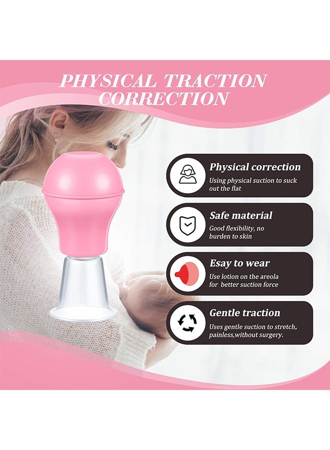 اتش واي 4 قطع الحلمة مصاصة الحلمة مصحح الحلمة مجتذب النساء الرضاعة الطبيعية الحلمة المقلوبة المسطحة ، الحلمات الشفاطة التراجع الحلمات أكواب سيليكون للأم (وردي + أزرق) - Image 3