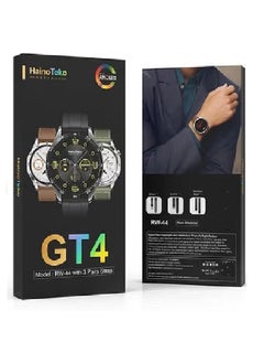 ساعة ذكية GT4 من هينو تيكو شاشة Amoled بطارية قوية تدوم الى 5 ايام شحن سريع تدعم مكالمات وشحن لاسلكى مع 3 أحزمة مختلفة