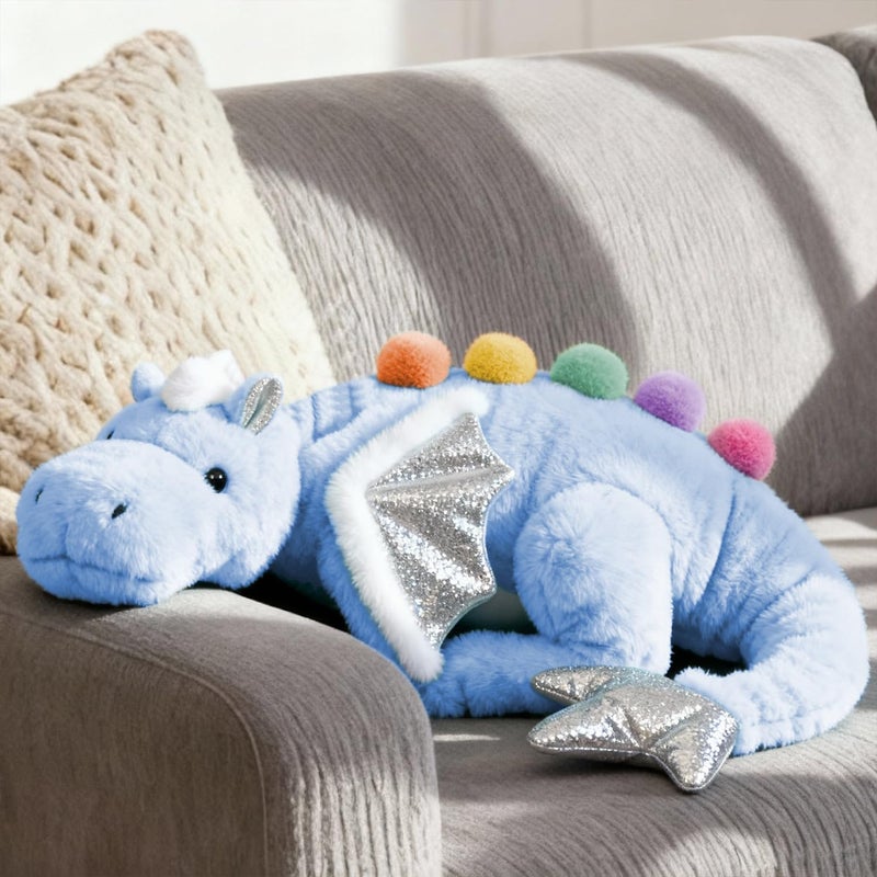 ARELUX Large 36in Cute Dragon Stuffed Animals Plush Toy Soft Sky Blue Pterosaur Plushie Giant Fuzzy Dinosaur Pillow Plushies with White Wings Cuddly for Friends Family Member - Image 3