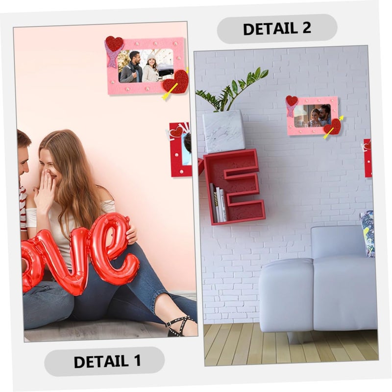 2pcs Small Non Woven Picture Frames With Love Heart Design For Wedding Valentine Day Desktop Decor - Image 4
