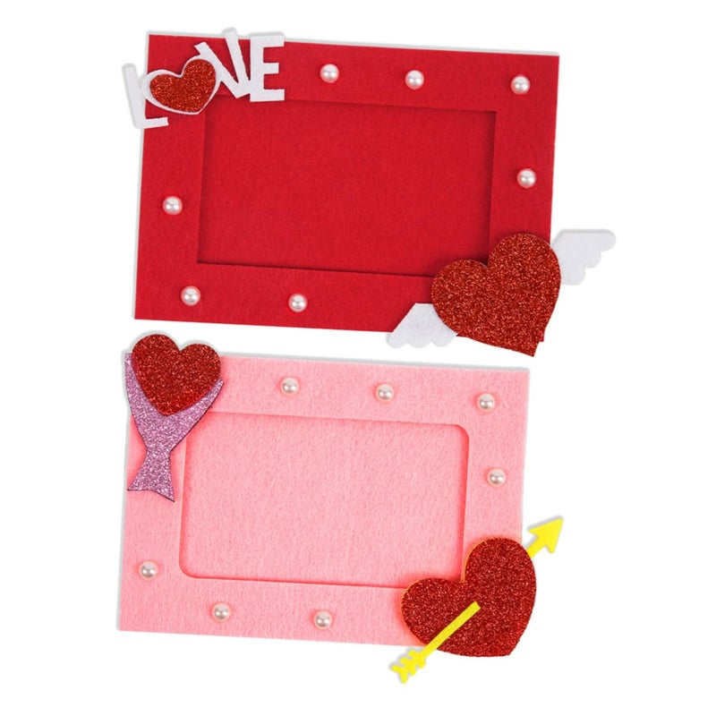 2pcs Small Non Woven Picture Frames With Love Heart Design For Wedding Valentine Day Desktop Decor - Image 2