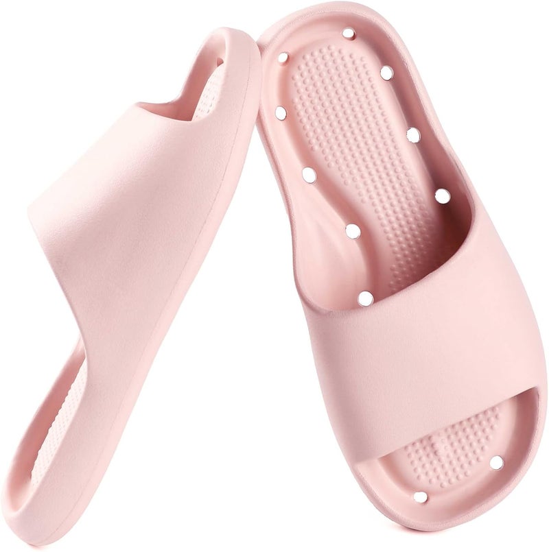 GETOEU Shower Shoes for Women and Men Massage Slide Sandals Soft Cushioned Anti-Slip Pool Slides Comfort Arch Support Quick Drying Shower Shoes with Drain Holes Bathroom Slides Slippers - Image 1