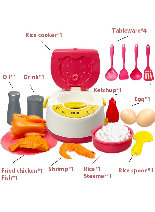 16-piece kitchen food play set, toy food set with fruit and vegetable cooking accessories and plastic mini cutlery, suitable for babies and toddlers, birthday gift (red) - Image 3