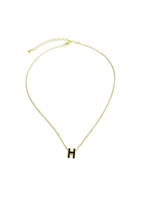 Stainless Steel necklace with H Black pendant