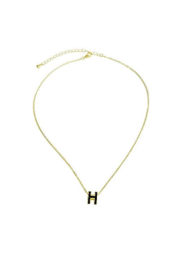 The Black Pearl Accessories - Stainless Steel necklace with H Black pendant - Image 1