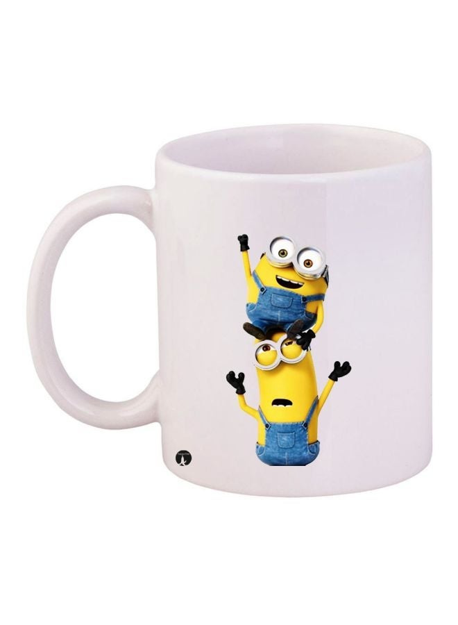 RYN Minions Printed Coffee Mug White/Blue/Yellow 11ounce