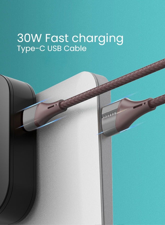 SEEKEN 30W USB to Type-C Charger Cable 1M - Grey | Fast Charging | Campatible with Iphone, Samsung | Braided Cable | Premium Design | High-Quality. - Image 2