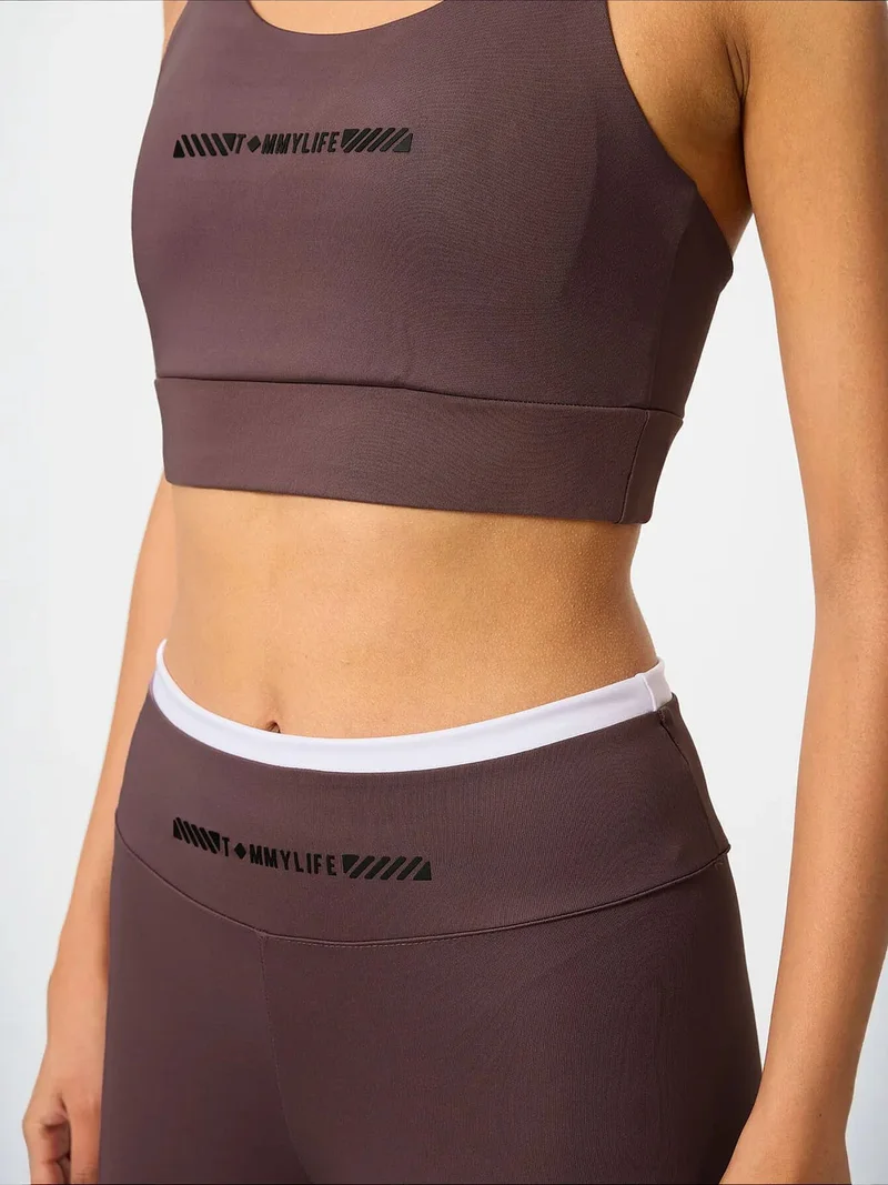 Tommylife Dark Mocha Brown TOMMY Strapless Slim-Fit Active Set for Women | Best Price UAE