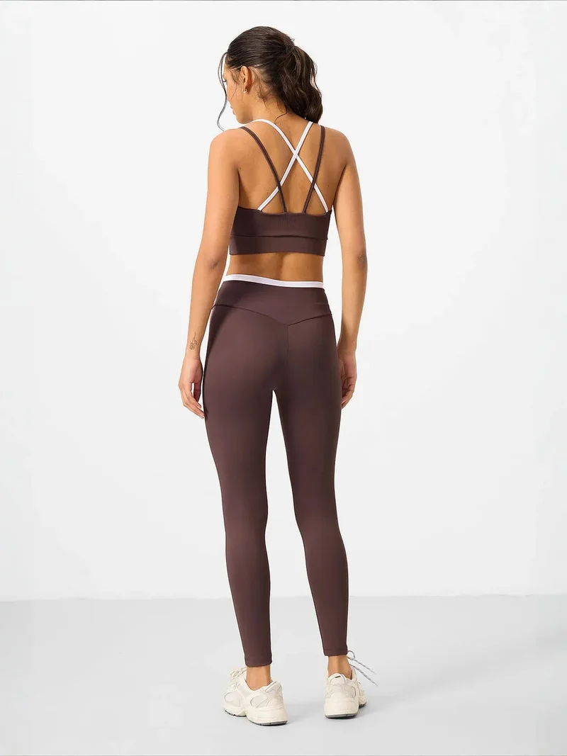 Tommylife Dark Mocha Brown TOMMY Strapless Slim-Fit Active Set for Women | Best Price UAE