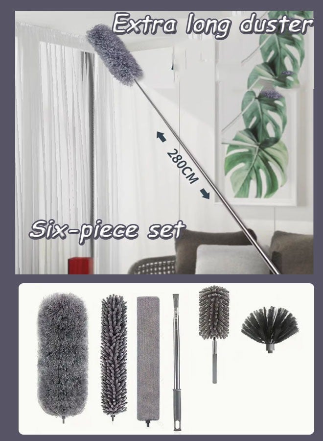 Loquat Ceiling Fan Duster with Stainless Steel extension Long Extendable Pole Washable Bendable Dusters for Cleaning, Bendable Duster for High Ceiling, Cleaning Ceiling Fan, Furniture, Blinds, Cars - Image 1