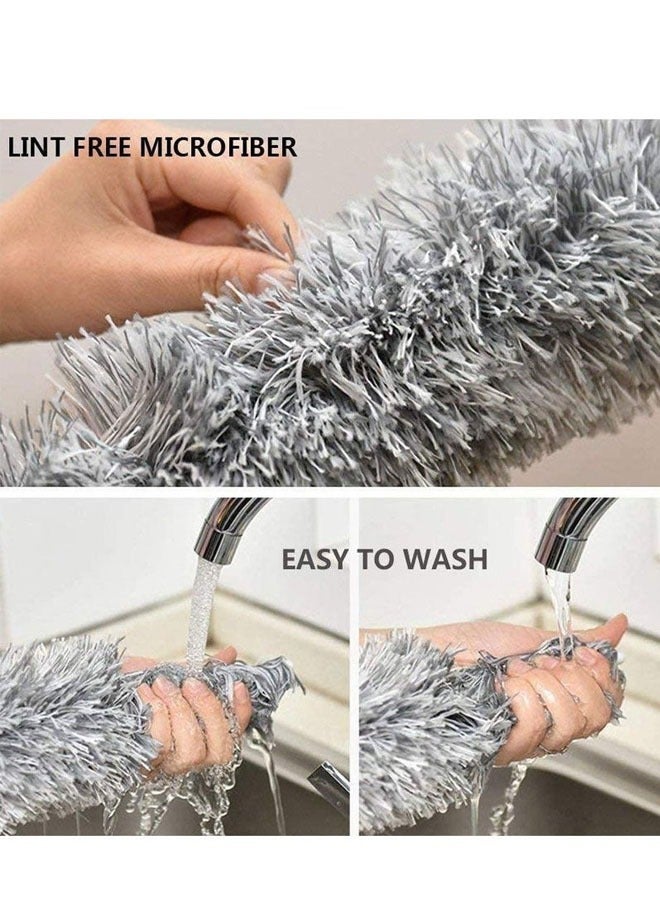 Loquat Ceiling Fan Duster with Stainless Steel extension Long Extendable Pole Washable Bendable Dusters for Cleaning, Bendable Duster for High Ceiling, Cleaning Ceiling Fan, Furniture, Blinds, Cars - Image 4