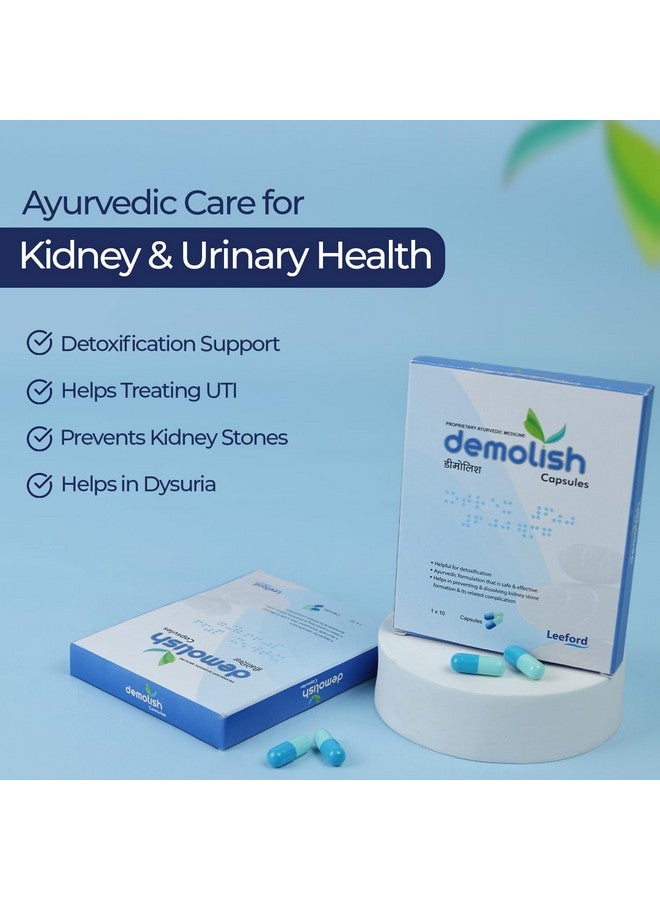 Leeford Demolish Proprietary Ayurvedic Capsules for Kidney Stones | Proprietary Ayurvedic | Helps Dissolve Stones & Prevents Formation | Supports Urinary Health | 10 Capsules - Pack of 3 - Image 5