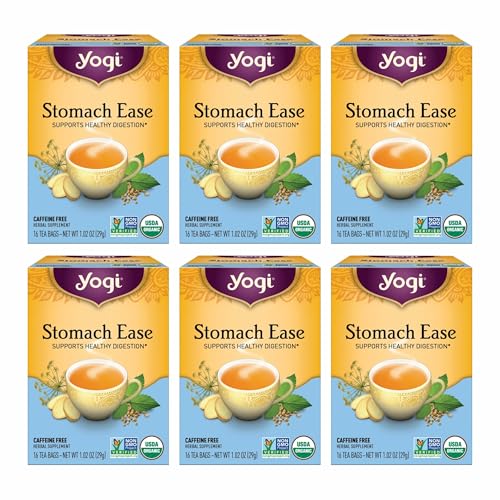 Yogi Tea  Stomach Ease 6 Pack  Supports Healthy Digestion with Peppermint Licorice Root and Ayurvedic Herbs  Caffeine Free  96 Organic Herbal Tea Bags - Image 1