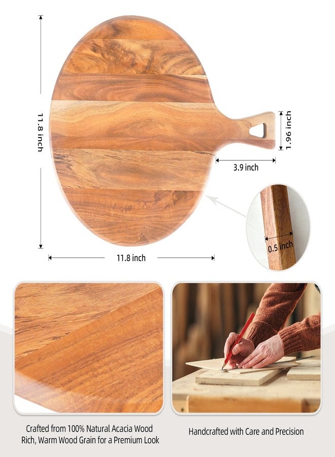 E-ROOM TREND Acacia Wood Pizza Board with Handle, Multi-Purpose Cutting & Charcuterie Board,Wooden Serving Board for Parties, Kitchen Appliances,Pizza Paddle,Gift for Housewarming, Wedding, Holidays - Image 4