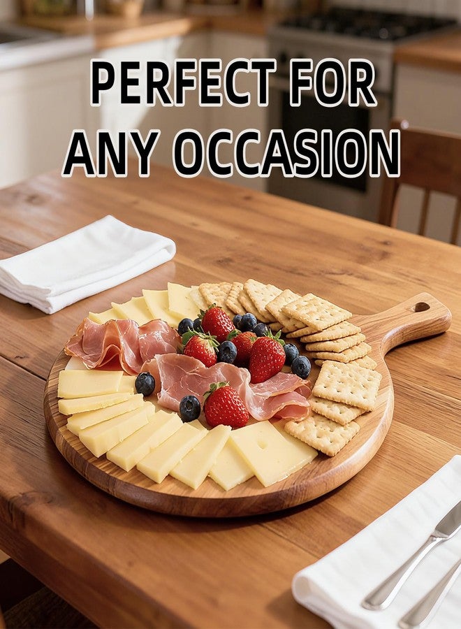 E-ROOM TREND Acacia Wood Pizza Board with Handle, Multi-Purpose Cutting & Charcuterie Board,Wooden Serving Board for Parties, Kitchen Appliances,Pizza Paddle,Gift for Housewarming, Wedding, Holidays - Image 3