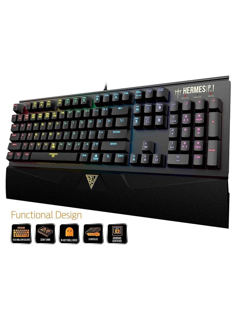 GAMDIAS - HERMES P1 RGB Gaming Mechanical Keyboard - Brown Switch - Hera software Support - Image 1
