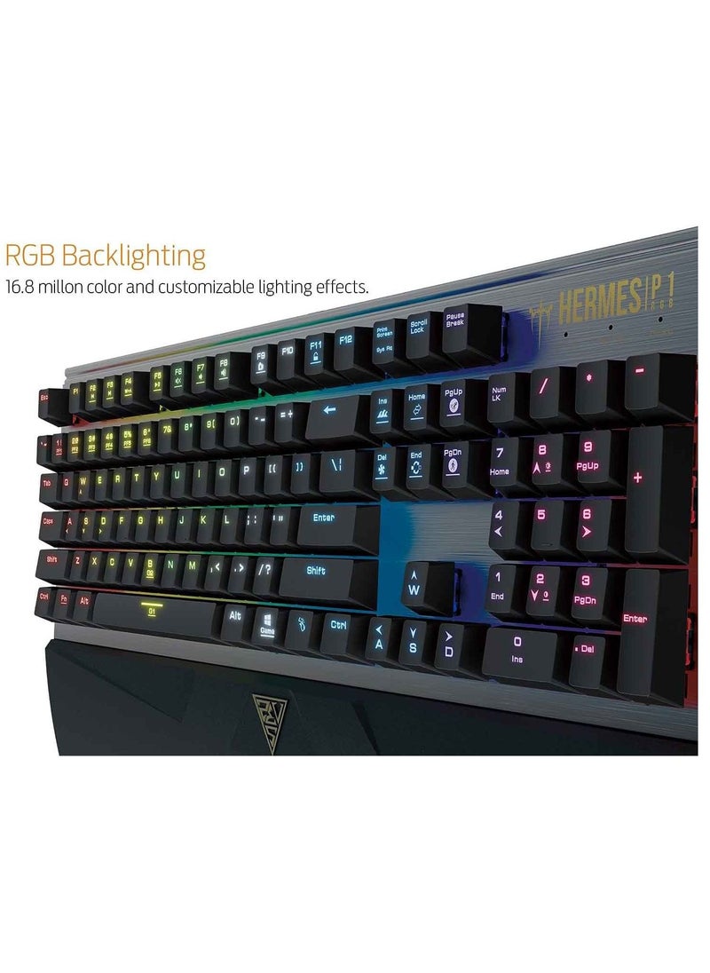 GAMDIAS - HERMES P1 RGB Gaming Mechanical Keyboard - Brown Switch - Hera software Support - Image 1