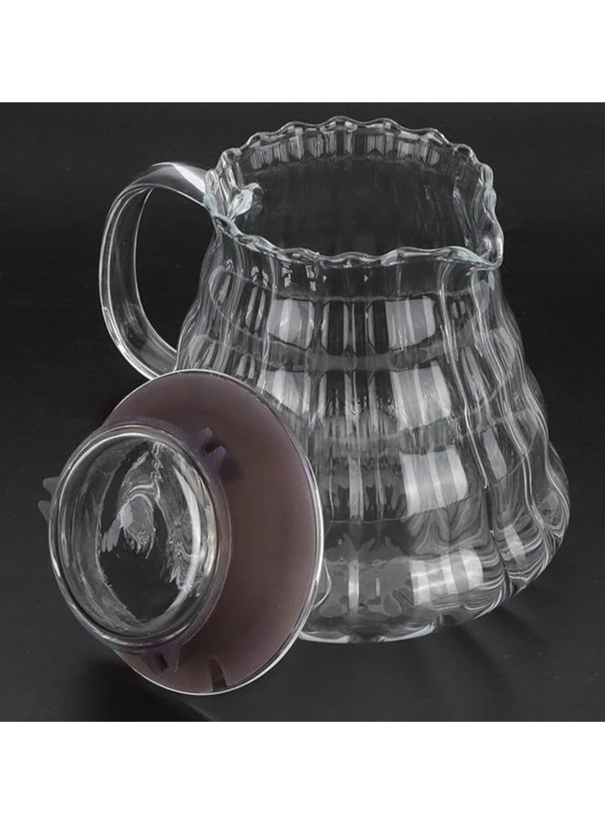 SERVER 700ml Glass Coffee Server Heat Resistant with Elegant Wavy Design | V60 Glass Coffee Pot | Clear Drip Coffee Pot with Lid (700ml) - Image 2