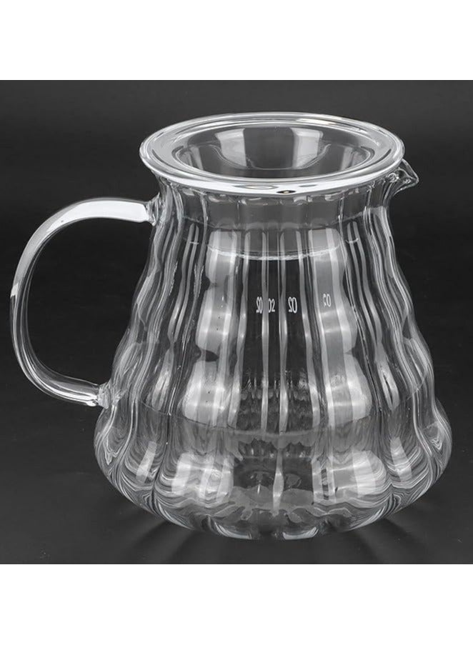 SERVER 700ml Glass Coffee Server Heat Resistant with Elegant Wavy Design | V60 Glass Coffee Pot | Clear Drip Coffee Pot with Lid (700ml) - Image 3
