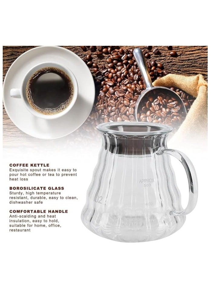 SERVER 700ml Glass Coffee Server Heat Resistant with Elegant Wavy Design | V60 Glass Coffee Pot | Clear Drip Coffee Pot with Lid (700ml) - Image 5