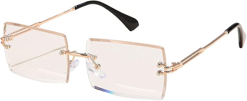 klarako Retro Rimless Rectangle Sunglasses for Women, Chic Gradient Tinted Lens Metal Frameless Square Glasses Summer Shades Eyewear - Image 3