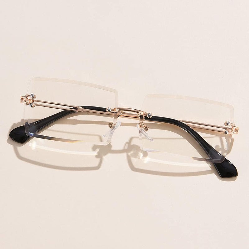 klarako Retro Rimless Rectangle Sunglasses for Women, Chic Gradient Tinted Lens Metal Frameless Square Glasses Summer Shades Eyewear - Image 5