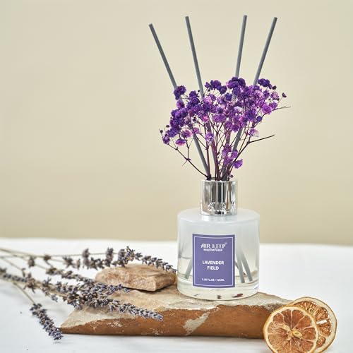 Airkeep Reed Diffuser Set,3.38 fl oz (100 ml) - Lavender Field Oil Diffusers with 8 Reed Sticks, Home Fragrance Reed Diffuser for Bathroom Shelf Decor - Image 5