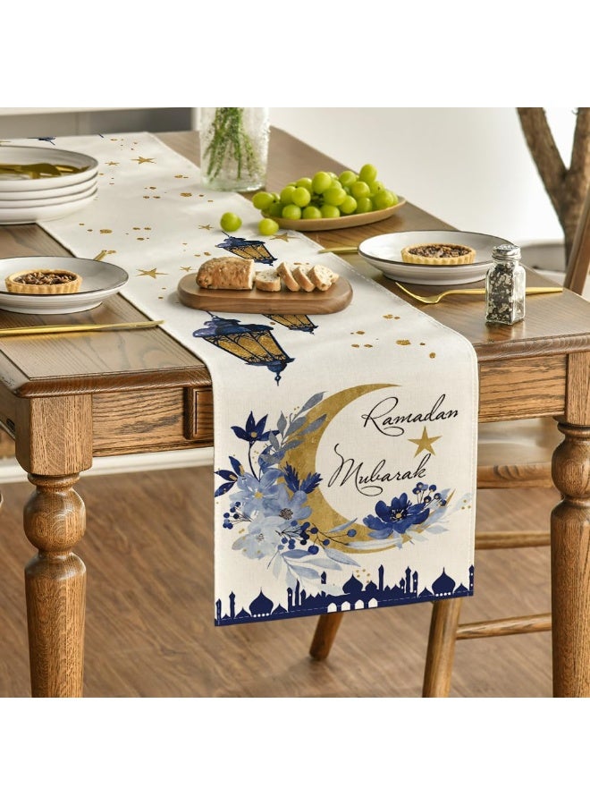 Chielor Ramadan Table Runner, Holiday Kitchen Dining Table Runners for Home Party Decor 13 x 72 Inch - Image 2