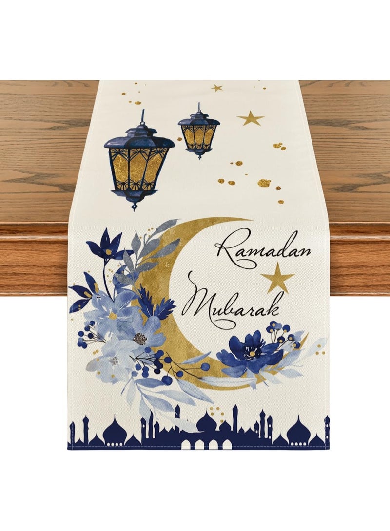 Chielor Ramadan Table Runner, Holiday Kitchen Dining Table Runners for Home Party Decor 13 x 72 Inch - Image 1