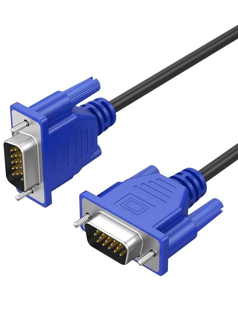 كيبل VGA لشاشة الكمبيوتر بطول 5 قدم، سلك VGA ذكر الى ذكر 1080P FHD عالي الدقة لشاشة التلفزيون والكمبيوتر وجهاز العرض - ازرق