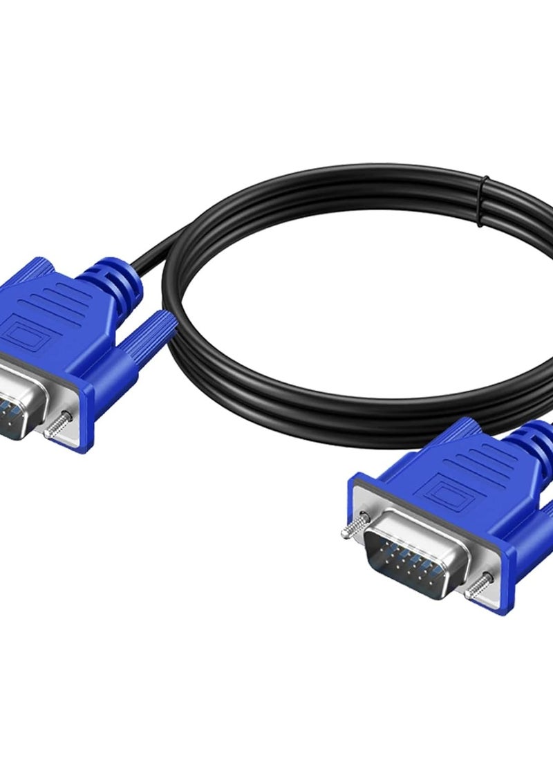 كيبل VGA لشاشة الكمبيوتر بطول 5 قدم، سلك VGA ذكر الى ذكر 1080P FHD عالي الدقة لشاشة التلفزيون والكمبيوتر وجهاز العرض - ازرق