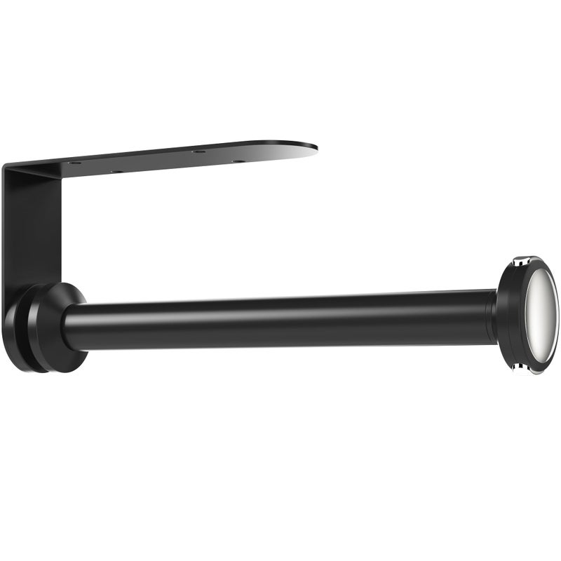 theaoo Under Cabinet Paper Towel Holder for Kitchen, Easy One-Handed Tear, Quick Release Knob for Easy Roll Loading, Wall-Mounted Dispenser, Self-Adhesive or Drill Mounting, Black Stainless Steel - Image 1