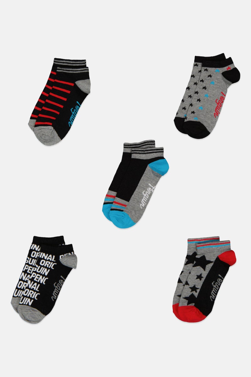 Original Penguin Kids Boy 5 Pairs Printed Ankle Socks, Multicolor - Image 3