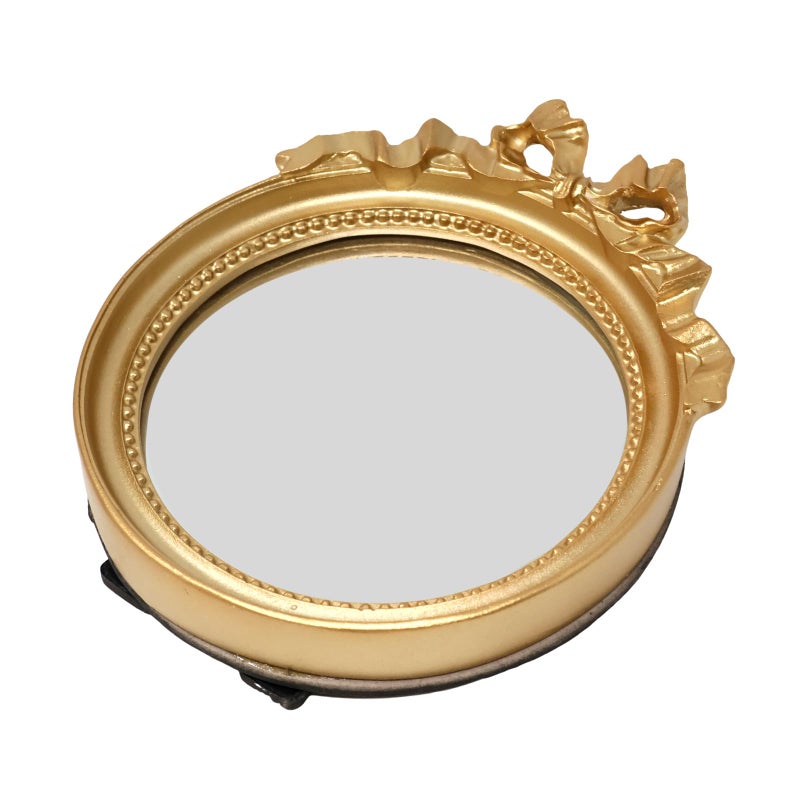 yueton 1 Pack Vintage Wall Mirror Mini Round Mirror Retro Gold Wall Mirror Elegant Handheld Mirror for Women - Image 1