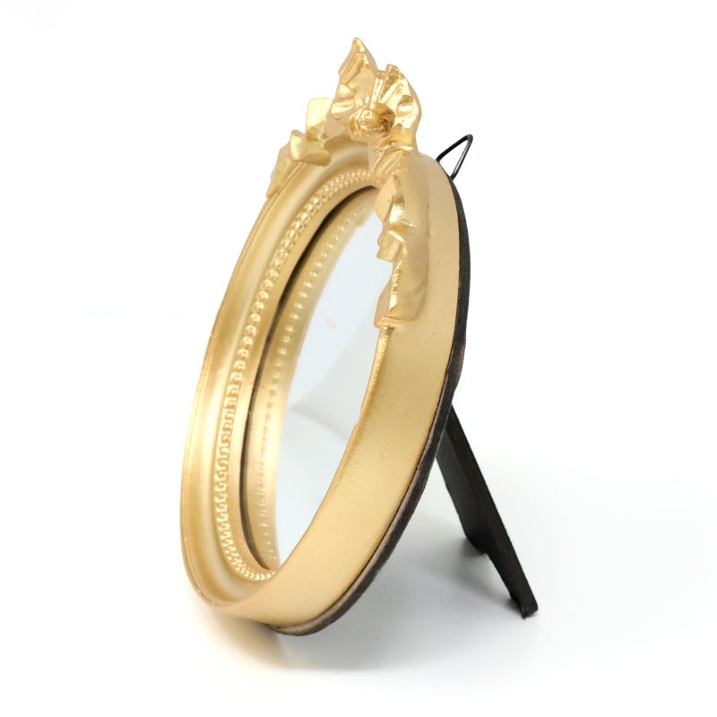 yueton 1 Pack Vintage Wall Mirror Mini Round Mirror Retro Gold Wall Mirror Elegant Handheld Mirror for Women - Image 4