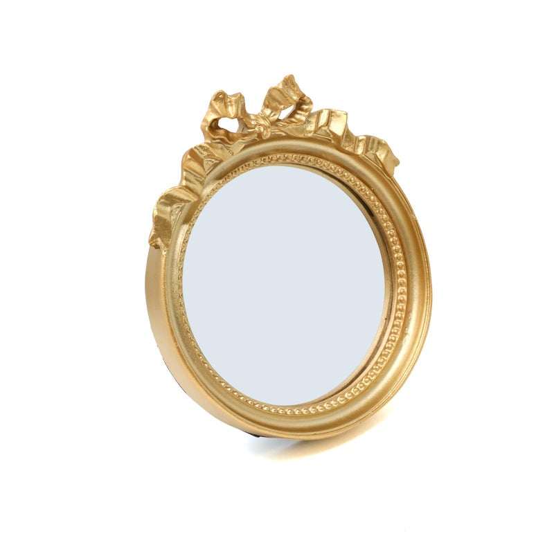 yueton 1 Pack Vintage Wall Mirror Mini Round Mirror Retro Gold Wall Mirror Elegant Handheld Mirror for Women - Image 2