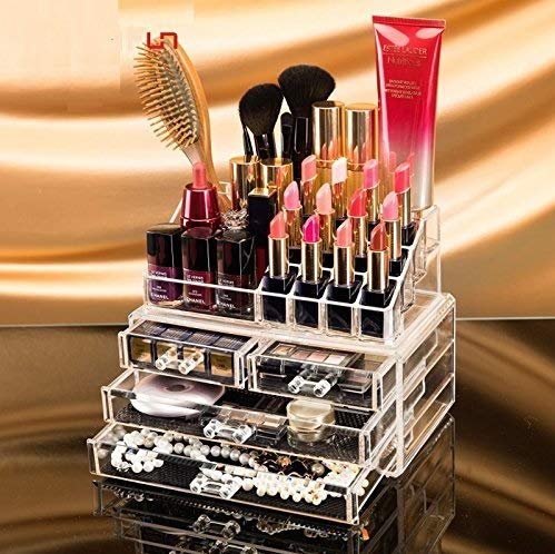 JRM S Cosmetics Makeup Jewellery Lipstick Storage Organiser Holder Box Drawer16PartPlastic Black - Image 5