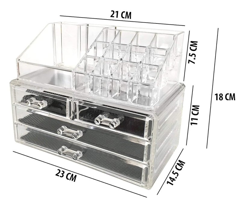 JRM S Cosmetics Makeup Jewellery Lipstick Storage Organiser Holder Box Drawer16PartPlastic Black - Image 3