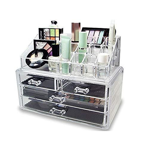 JRM S Cosmetics Makeup Jewellery Lipstick Storage Organiser Holder Box Drawer16PartPlastic Black - Image 2