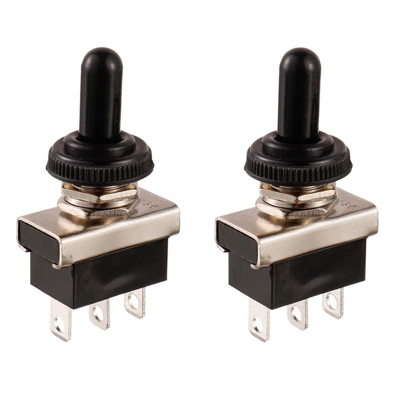 BOJACK Toggle Switch SPDT ON-Off-ON 3 Terminal pin 12 VDC 25 A with Waterproof Cap for Auto Car 103 (Pack of 2) - Image 1