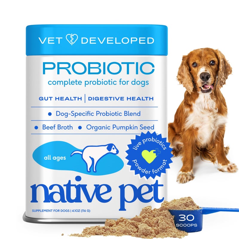 Native Pet Probiotics for Dogs - Dog Probiotics Powder for Digestive Health, Gut Support, & Immune Boost â€“ Vet-Formulated Powder for Maximum Potency with Digestive Enzymes & Prebiotics - 30 Scoops - Image 1