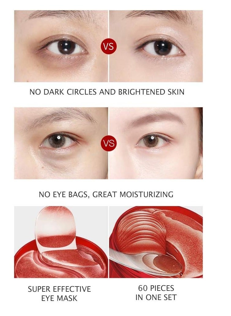 VENZEN 30 PAIR Eye Mask Gold Power Crystal Gel Collagen Masks, Seaweed Hydrating Natural Essence Rejuvenating Oil Balance Moisturizing 80g (Red) - Image 4