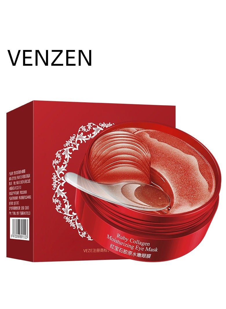 VENZEN 30 PAIR Eye Mask Gold Power Crystal Gel Collagen Masks, Seaweed Hydrating Natural Essence Rejuvenating Oil Balance Moisturizing 80g (Red) - Image 1