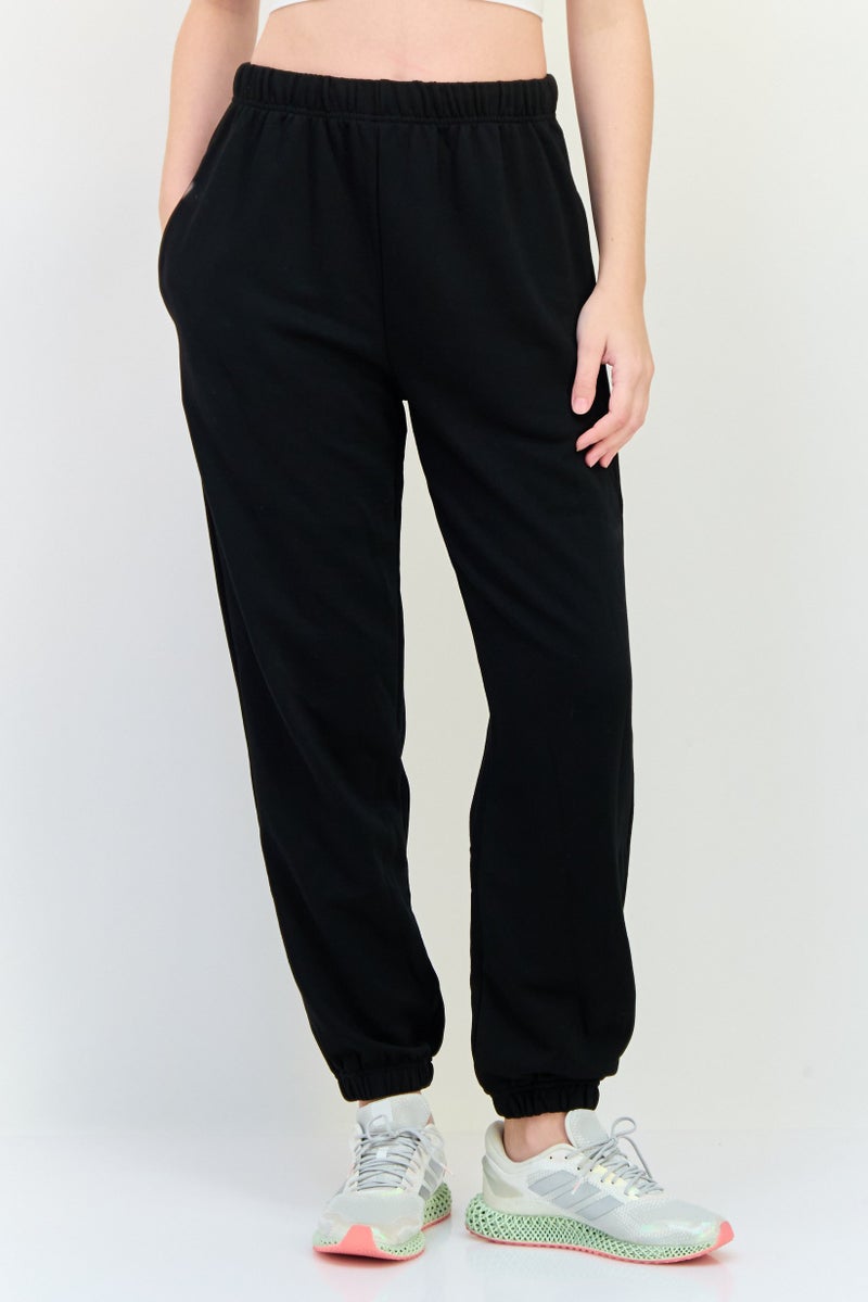 NIA Women Regular Fit Plain Sweatpants, Black - Image 1