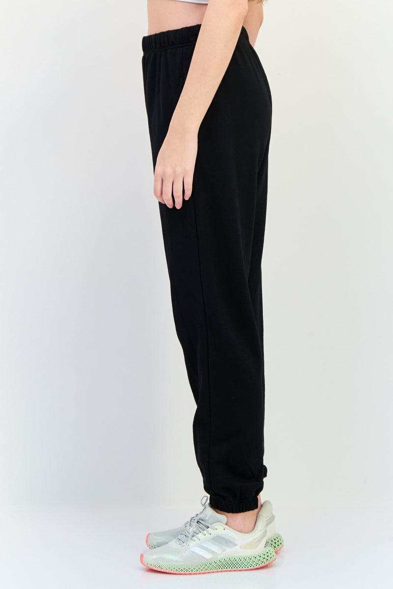 NIA Women Regular Fit Plain Sweatpants, Black - Image 2