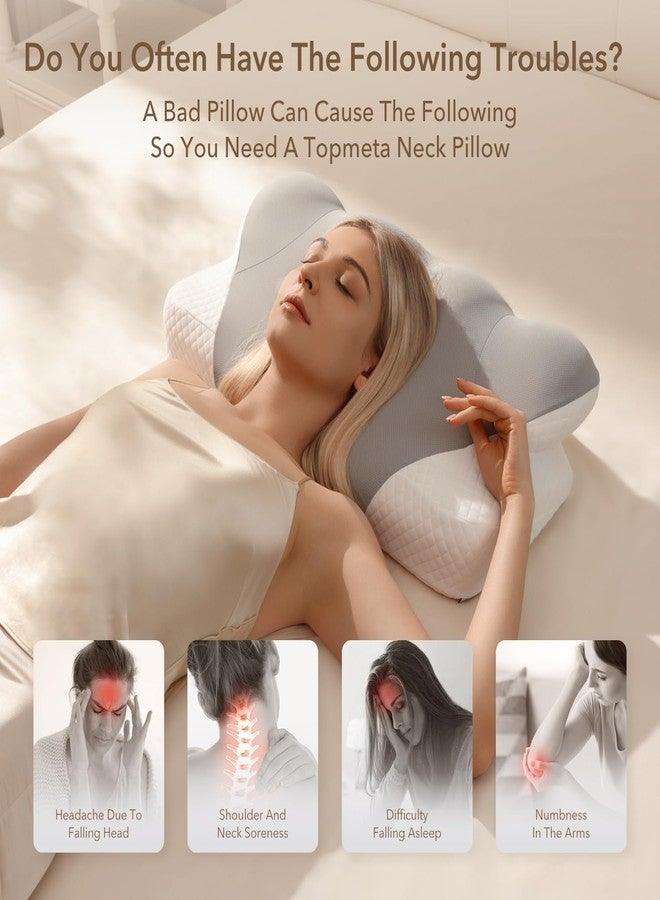 Topmeta Cervical Pillow for Neck, Contour Memory Foam Pillow, Adjustable Height Double, Neck Pillow for Sleeping, Side Sleeper Pillow for Adults, Ergonomic Bed Pillow for Side, Back, Stomach Sleeper - Image 2
