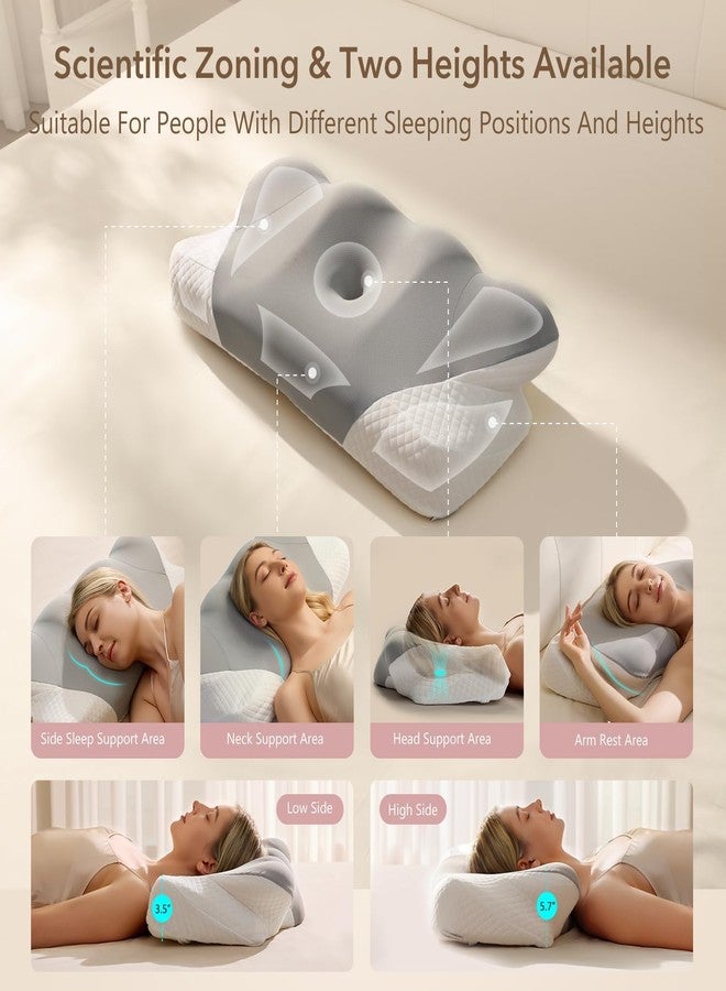Topmeta Cervical Pillow for Neck, Contour Memory Foam Pillow, Adjustable Height Double, Neck Pillow for Sleeping, Side Sleeper Pillow for Adults, Ergonomic Bed Pillow for Side, Back, Stomach Sleeper - Image 4