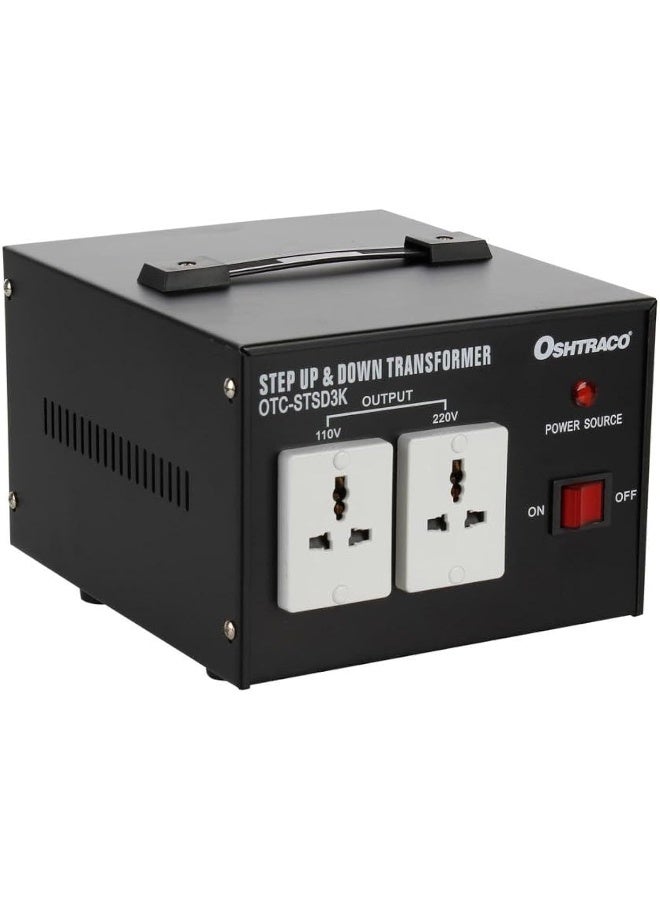 Oshtraco 3000W Fuse Protected Universal Plug Step Up and Step Down Voltage Transformer - Image 1