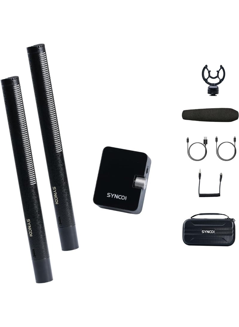 سينكو ميكروفون سينكو D2 شوت جن لاسلكي نظام مرسلين ومستقبل واحد مكثف 16 مم مع تقليل الضوضاء مدى 200 متر توصيل وتشغيل للكاميرا البودكاست المقابلات التدوين المرئي والفعاليات المباشرة - Image 1